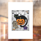 Scheur Halloween Zwarte Kat Pompoen Grafsteen Kete Raamsticker (Vel 2)
