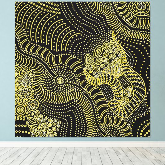 Scheur over gekleurde lijn - Aboriginal Graphic Canvas Afdruk (Insitu (Houten vloer))