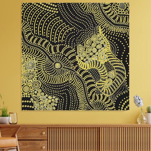 Scheur over gekleurde lijn - Aboriginal Graphic Canvas Afdruk (Insitu (Woonkamer))