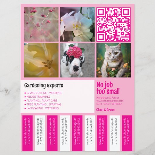 Scheur van Flyer vierkante afbeeldingen roze Tuini (Voorkant)