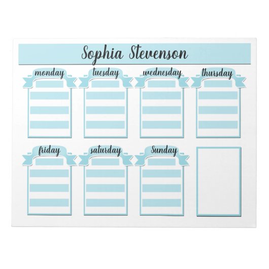 Scheur van Kalender, creëer uzelf, blauwe planner Notitieblok (Voorkant)