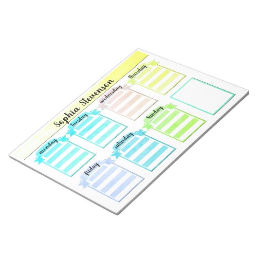 Scheur van Kalender, creëer uzelf, blauwe planner Notitieblok (Schuin)