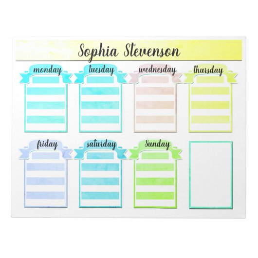 Scheur van Kalender, creëer uzelf, blauwe planner Notitieblok (Voorkant)