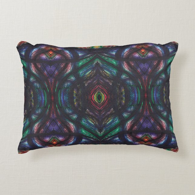 Scheuring Donkere Regenboog Abstracte Aquarel Kuns Accent Kussen (Voorkant)