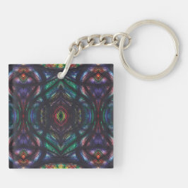 Scheuring Donkere Regenboog Abstracte Aquarel Kuns Sleutelhanger