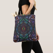 Scheuring Donkere Regenboog Abstracte Aquarel Kuns Tote Bag (Dichtbij)