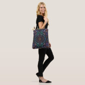 Scheuring Donkere Regenboog Abstracte Aquarel Kuns Tote Bag (Op model)
