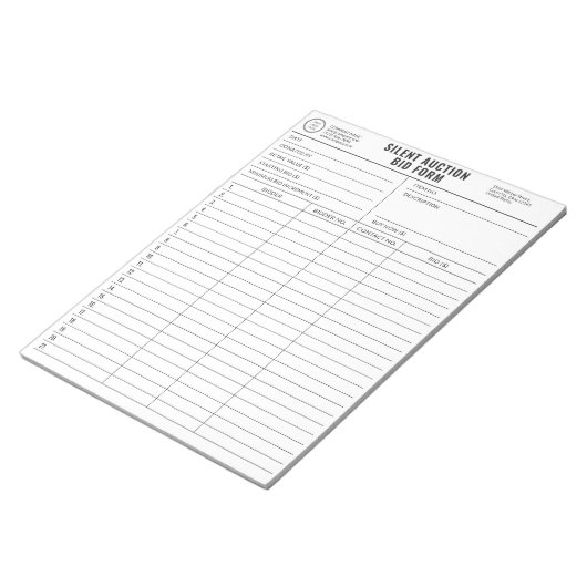 Scheurplaten bij Silent Auction-bod Notitieblok (Schuin)