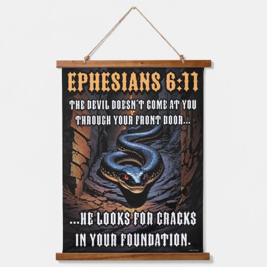 Scheurtjes in uw stichting Efeziërs 6:11 Hangend Wandkleed (Voorkant)