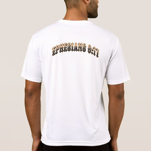 Scheurtjes in uw stichting Efeziërs 6:11 T-shirt (Achterkant)