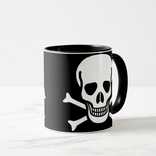 Scheuw- en beenderen zwart mok (Voorkant rechts)