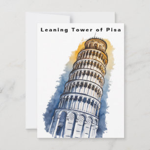 Scheve Toren van Pisa Italië Reis Watercolor Briefkaart