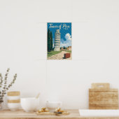 Scheve Toren van Pisa Italië Reizen Kunst Vintage Poster (Keuken)