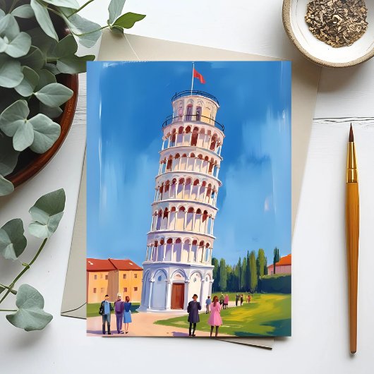 Scheve Toren van Pisa Italië Schilderij Briefkaart