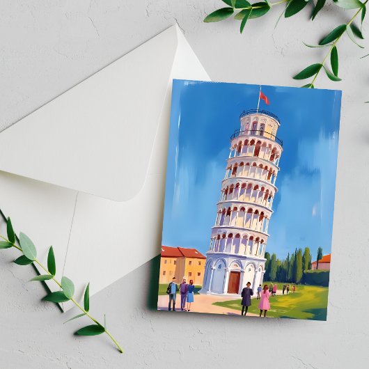 Scheve Toren van Pisa Italië Schilderij Briefkaart