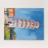 Scheve Toren van Pisa Italië Schilderij Legpuzzel (Horizontaal)