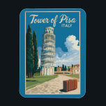 Scheve Toren van Pisa Italië Travel Art Vintage Magneet<br><div class="desc">Toren van Pisa in een vectorkunststijl. De scheve toren van Pisa,  of gewoon de toren van Pisa,  is de campanile,  of vrijstaande klokkentoren,  van de kathedraal van Pisa.</div>