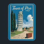 Scheve Toren van Pisa Italië Travel Art Vintage Magneet<br><div class="desc">Toren van Pisa in een vectorkunststijl. De scheve toren van Pisa,  of gewoon de toren van Pisa,  is de campanile,  of vrijstaande klokkentoren,  van de kathedraal van Pisa.</div>