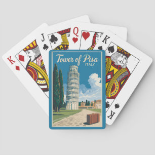 Scheve Toren van Pisa Italië Travel Art Vintage Pokerkaarten
