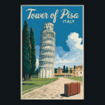 Scheve Toren van Pisa Italië Travel Art Vintage Poster<br><div class="desc">Toren van Pisa in een vectorkunststijl. De scheve toren van Pisa,  of gewoon de toren van Pisa,  is de campanile,  of vrijstaande klokkentoren,  van de kathedraal van Pisa.</div>