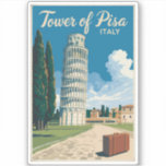 Scheve Toren van Pisa Italië Travel Art Vintage Sticker<br><div class="desc">Toren van Pisa in een vectorkunststijl. De scheve toren van Pisa,  of gewoon de toren van Pisa,  is de campanile,  of vrijstaande klokkentoren,  van de kathedraal van Pisa.</div>