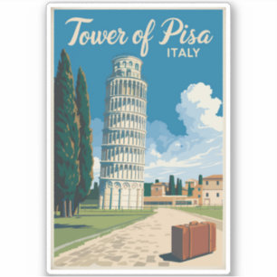 Scheve Toren van Pisa Italië Travel Art Vintage Sticker