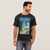 Scheve Toren van Pisa Italië Travel Art Vintage T-shirt (Voorkant volledig)