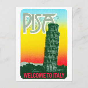 Scheve toren van Pisa, Italië, vintage reis Briefkaart