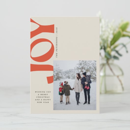 Scheve vreugde feestdagenkaart (Staand voorkant)