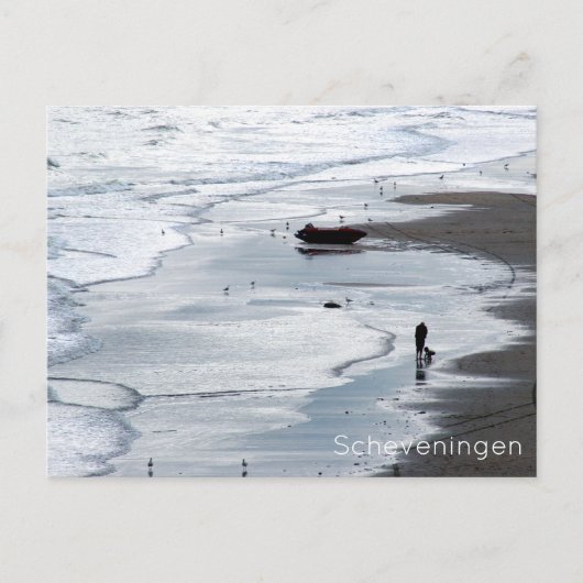 Scheveningen Beach: Zee komt aan land bij schemeri Briefkaart (Voorkant)