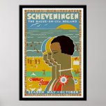 Scheveningen ~ Den Haag op Zee, Nederland Poster<br><div class="desc">De  Art Deco-reisposter die Scheveningen promoot,  het reserveringsoord voor Den Haag,  Nederland.</div>