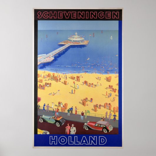 Scheveningen in Holland Vintage Travel Poster Rest (Voorkant)