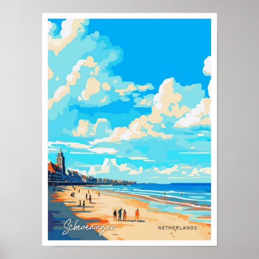 Scheveningen Nederland Reisillustratie Poster (Voorkant)
