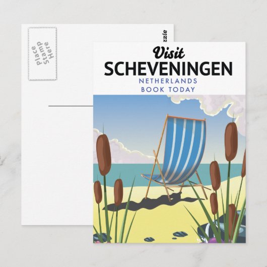 Scheveningen Nederland strandposter Briefkaart (Voorkant / Achterkant)
