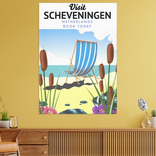 Scheveningen Nederlands strand poster Canvas Afdruk (Insitu (Woonkamer))