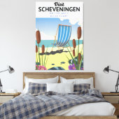 Scheveningen Nederlands strand poster Canvas Afdruk (Insitu (Slaapkamer))