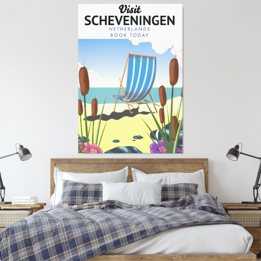 Scheveningen Nederlands strand poster Canvas Afdruk (Insitu (Slaapkamer))