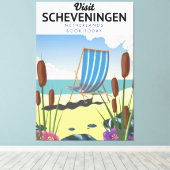 Scheveningen Nederlands strand poster Canvas Afdruk (Insitu (Houten vloer))