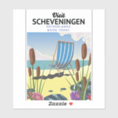 Scheveningen Nederlands strand poster Sticker (Vel)