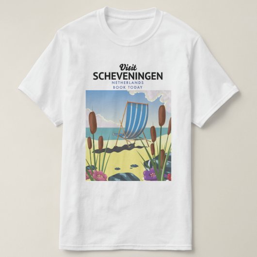 Scheveningen Nederlands strand poster T-shirt (Design voorkant)
