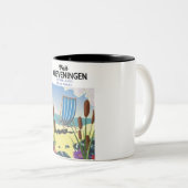 Scheveningen Nederlands strand poster Tweekleurige Koffiemok (Voorkant rechts)