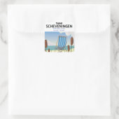 Scheveningen Nederlands strand poster Vierkante Sticker (Tas)