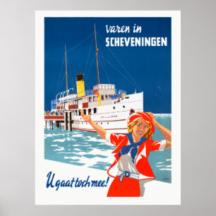 Scheveningen Netherlands Vintage Travel Poster