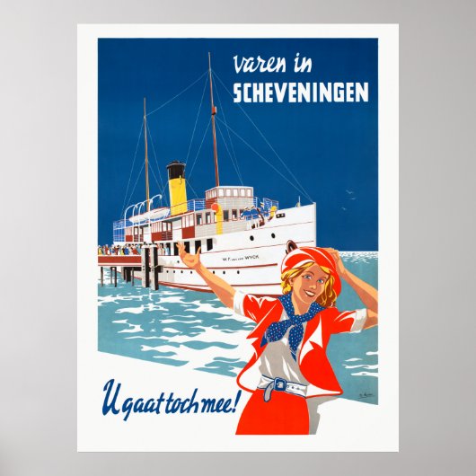 Scheveningen Netherlands Vintage Travel Poster (Voorkant)