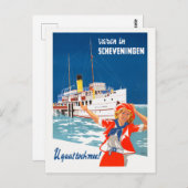 Scheveningen Netherlands Vintage Travel Poster Briefkaart (Voorkant / Achterkant)