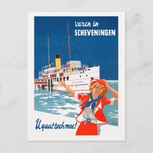 Scheveningen Netherlands Vintage Travel Poster Briefkaart
