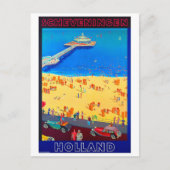 Scheveningen strand, Holland, vintage-reis Briefkaart (Voorkant)