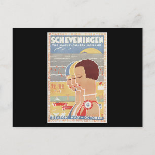 Scheveningen sun see vintage poster briefkaart