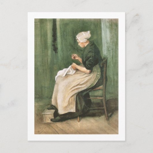 Scheveningen Woman Sewing, Van Gogh Fine Art Briefkaart (Voorkant)