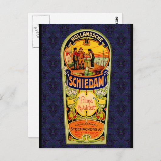 SCHIEDAM Gin Whiskey Label uit Rotterdam Holland Briefkaart (Voorkant / Achterkant)